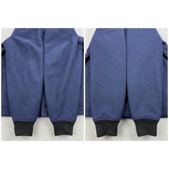 Wallace & Barnes Jacket Mens Small S Navy Blue Bomber Wool Quilted Lined J Crew - Picture 6 of 8